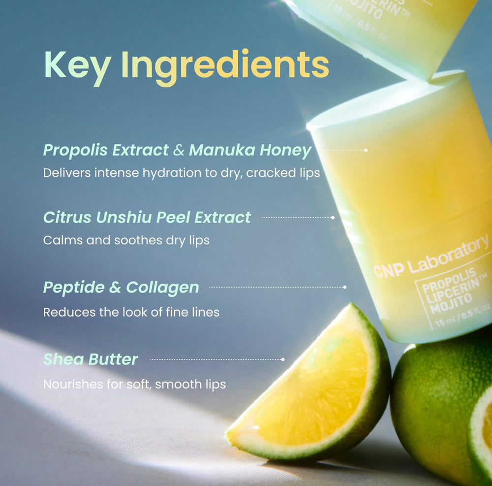 CNP Lip Butter close-up on propolis and Manuka honey ingredients