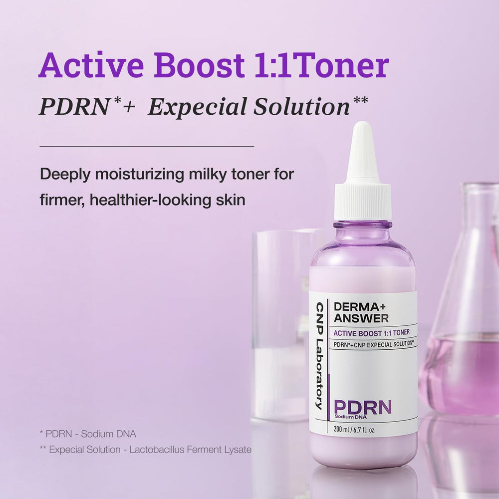 CNP PDRN Active Boost Toner milky texture on skin for quick absorption