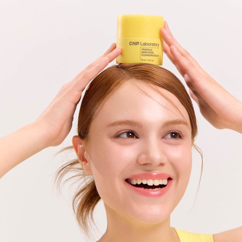 CNP Propolis Deepcerin Cleansing Balm applying to makeup removal process for all skin types