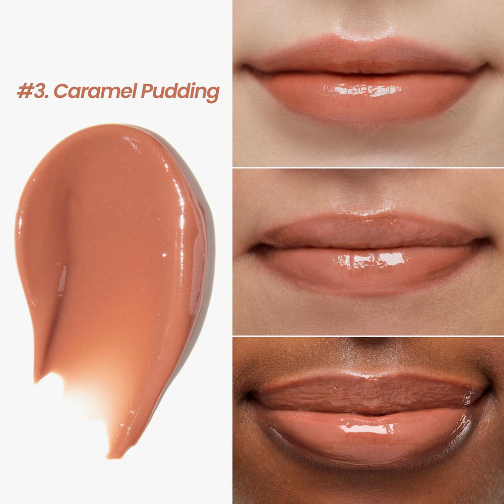 CNP Propolis Jelly Lipcerin 03 Caramel Pudding close-up shows warm, glossy color