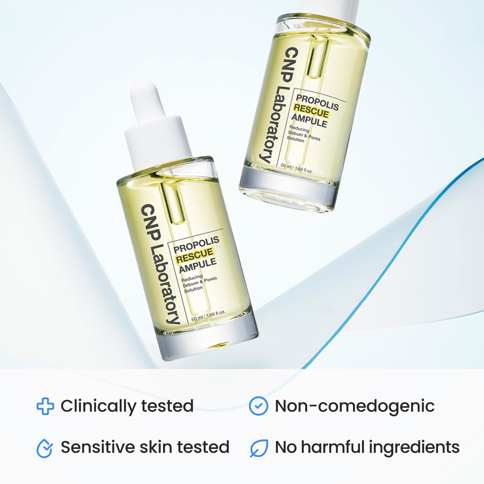 CNP Rescue+Propolis Serum in glass-skincare setup for a glass-skin look