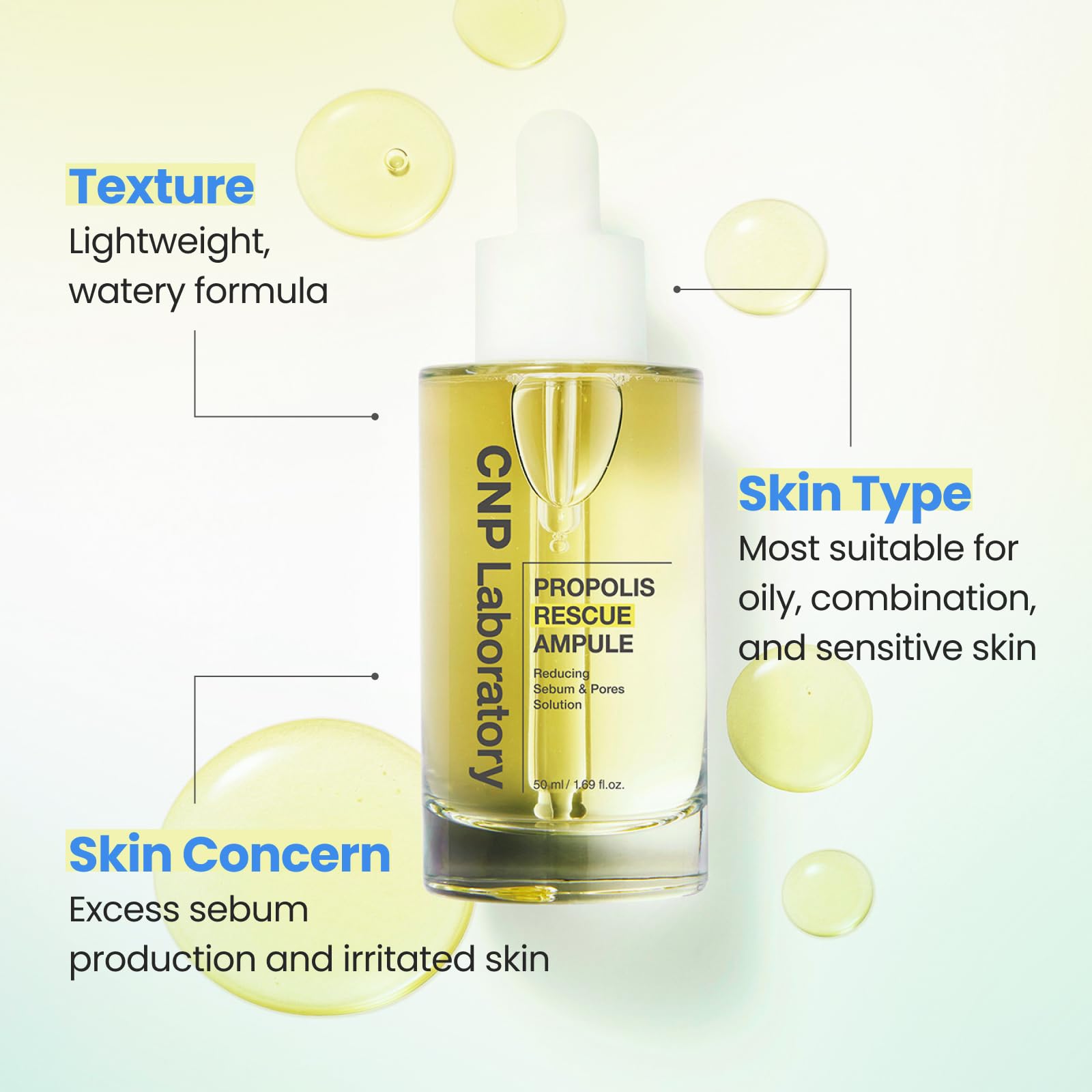CNP Rescue+Propolis Serum Niacinamide panel hints at brightening and pore refinement