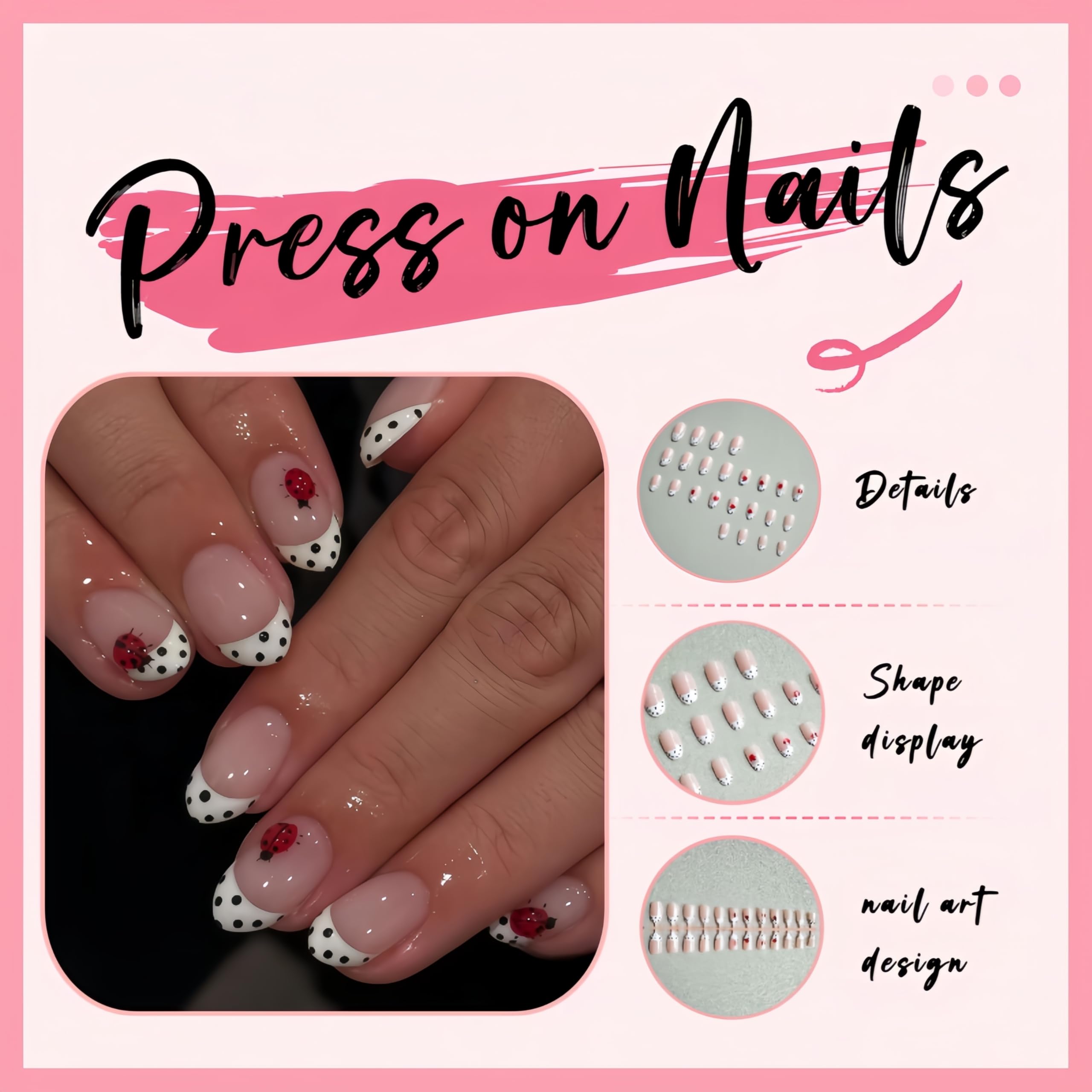 CnSybaris 3D red ladybug nails add playful charm to your manicure