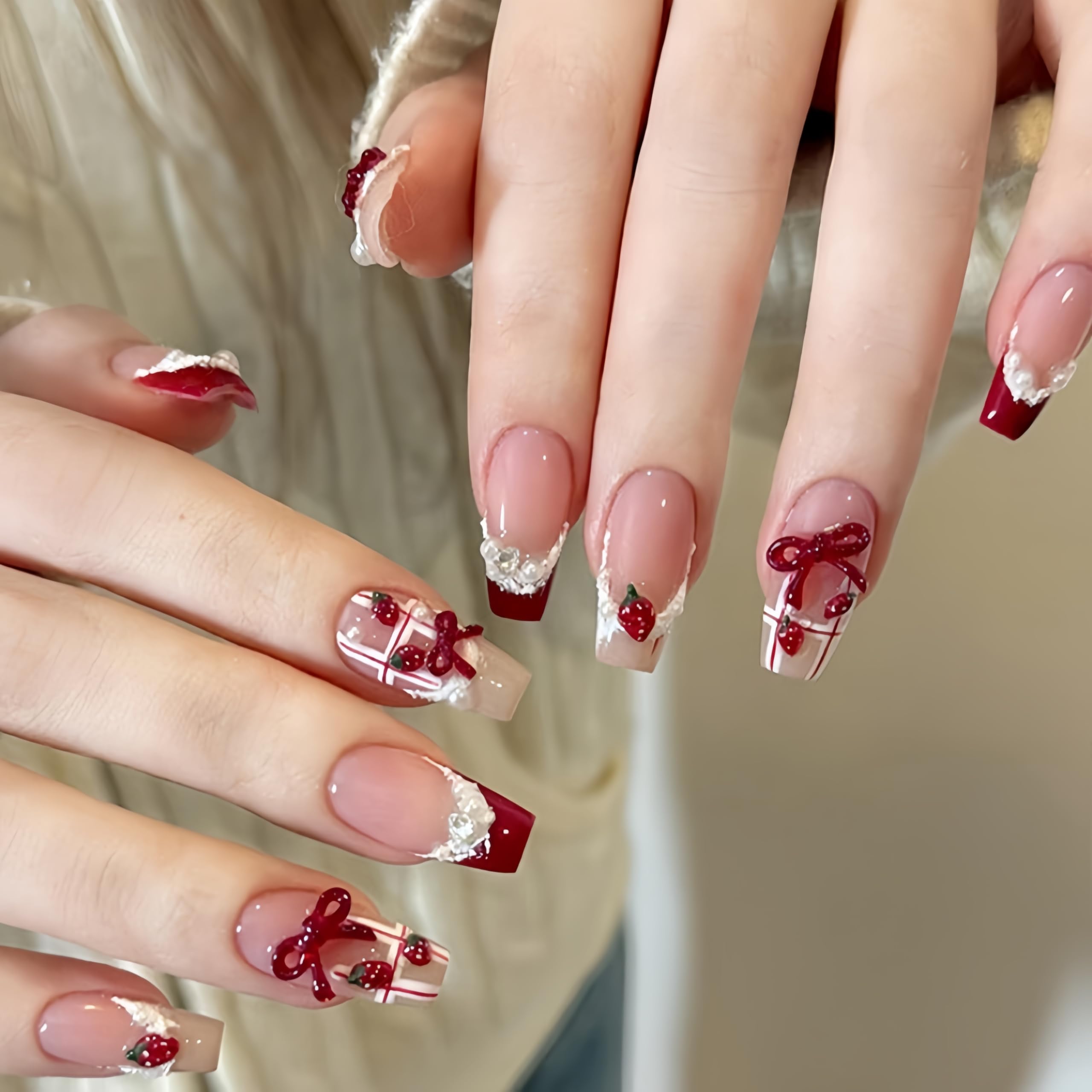CnSybaris valentines bow nail charm gift set ideal for gifting nail art lovers.