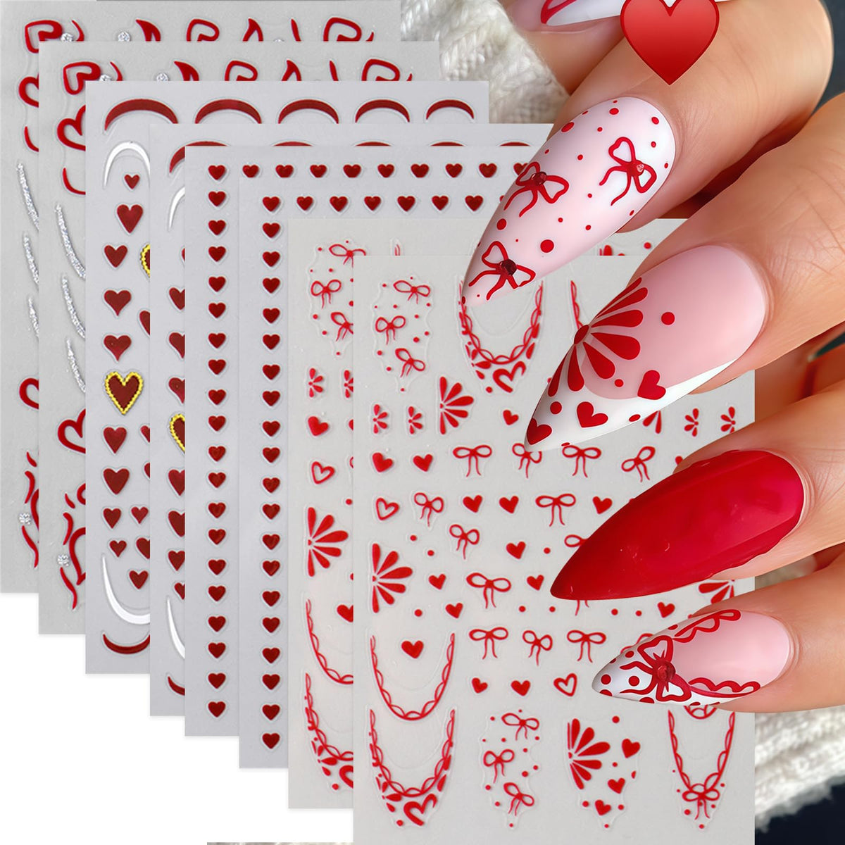 CnSybaris red hollow heart stickers for quick, chic nail decor