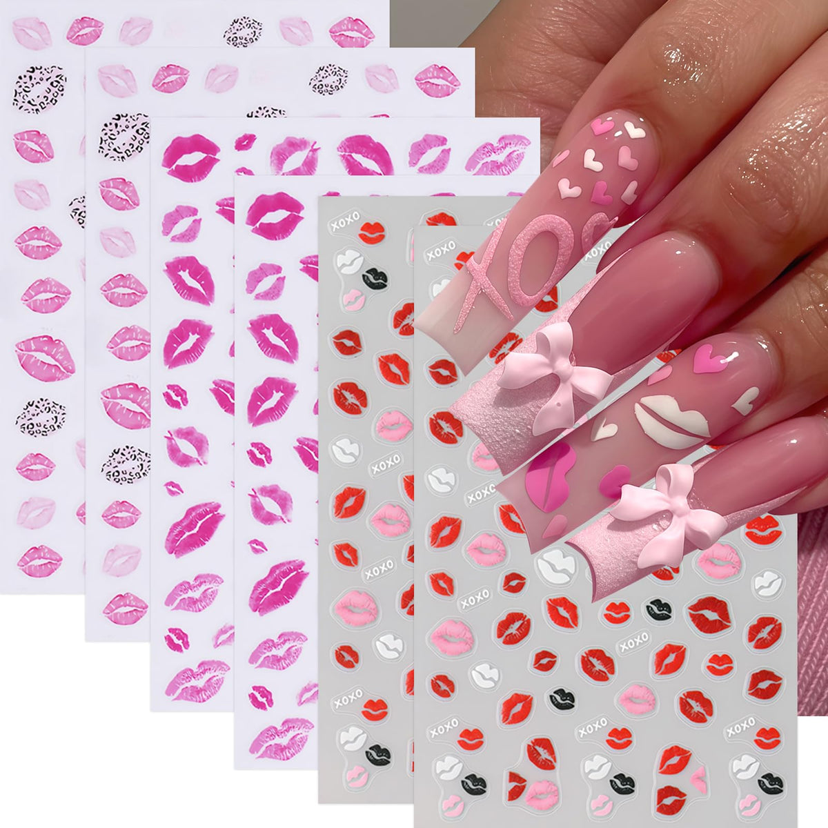 CnSybaris Valentines red lips sticker on nail for bold appeal