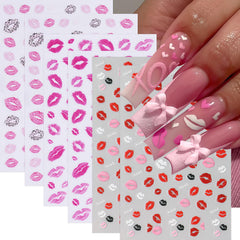 CnSybaris Valentines red lips sticker on nail for bold appeal