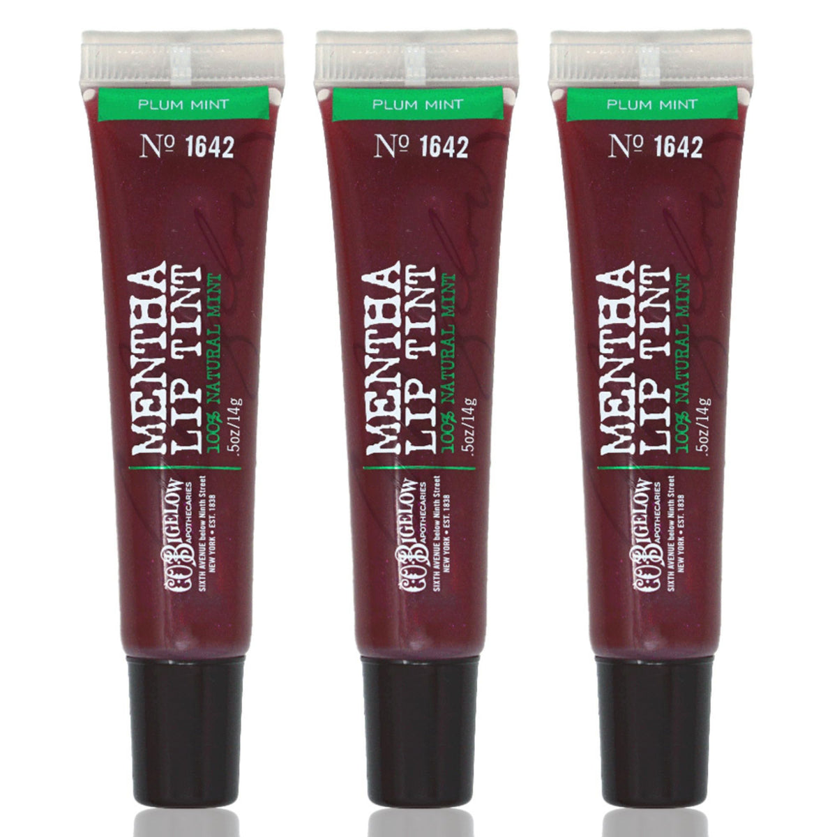 C.O. Bigelow Plum Mentha Lip Tint Trio box display showing gift-ready packaging
