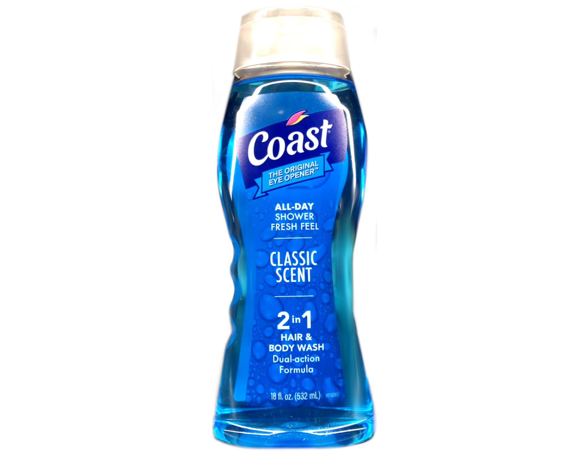 Coast 2-in-1 hair and body wash pack shows dual cleansing action and ease.
