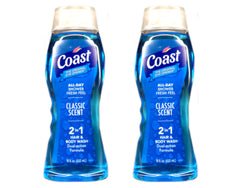 Coast All Day Shower 2-in-1 bottle front with refreshing classic scent for daily cleansing.