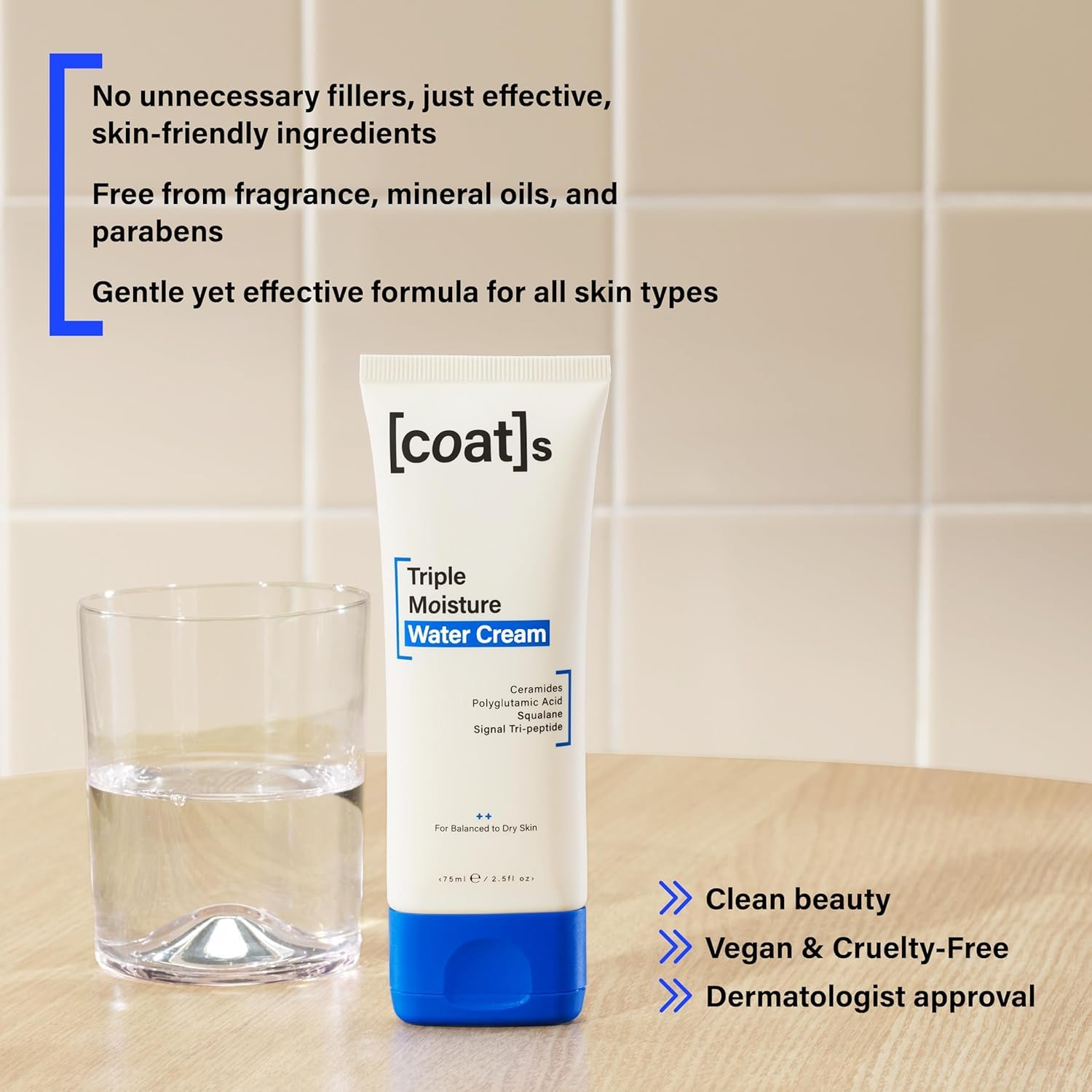 Minimalist packaging emphasizes fragrance-free, clean ingredients.