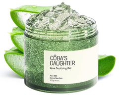 COBA'S DAUGHTER coconut aloe gel bottle, cooling and soothing for sun-exposed skin.