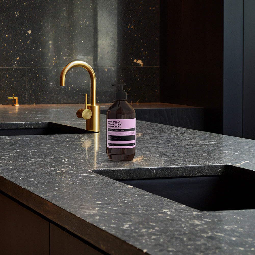 COCO by Stone bathroom setup featuring elegant packaging and premium vibe