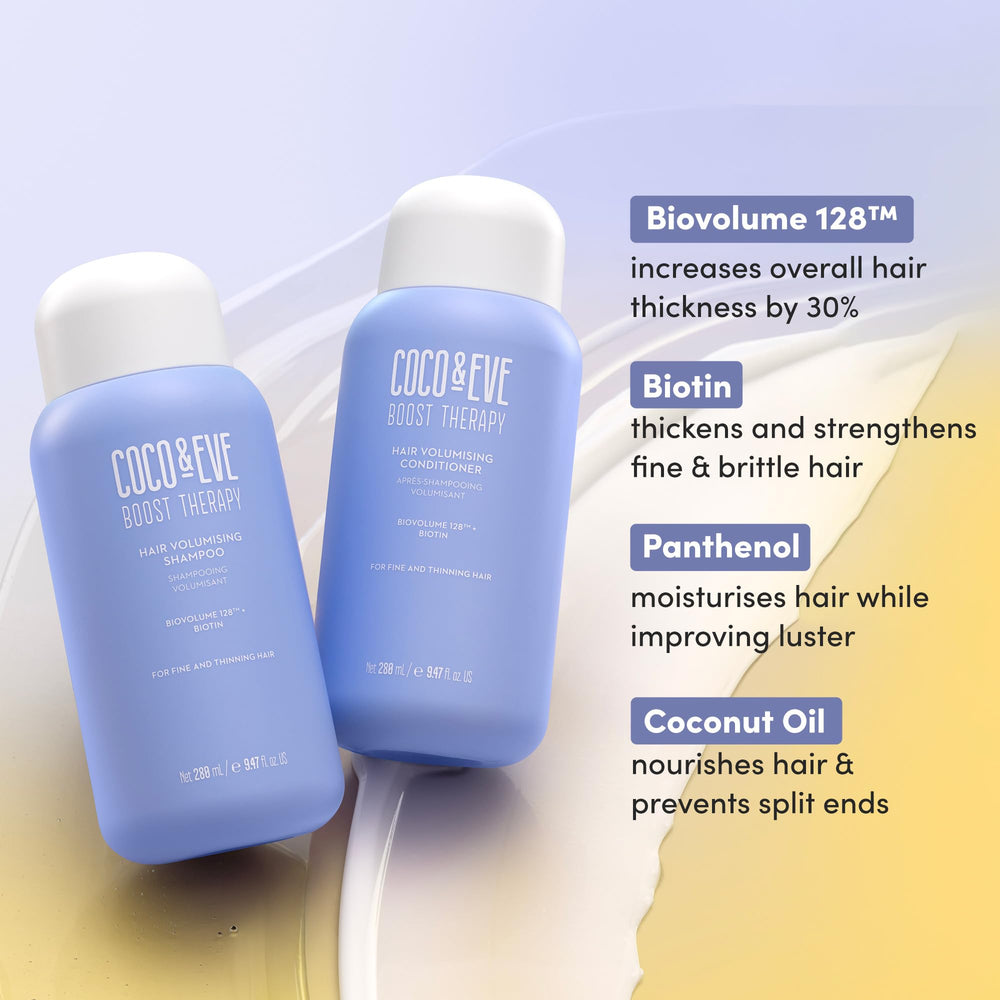 Coco & Eve Boost Therapy result suggests fuller-looking fine hair after use.