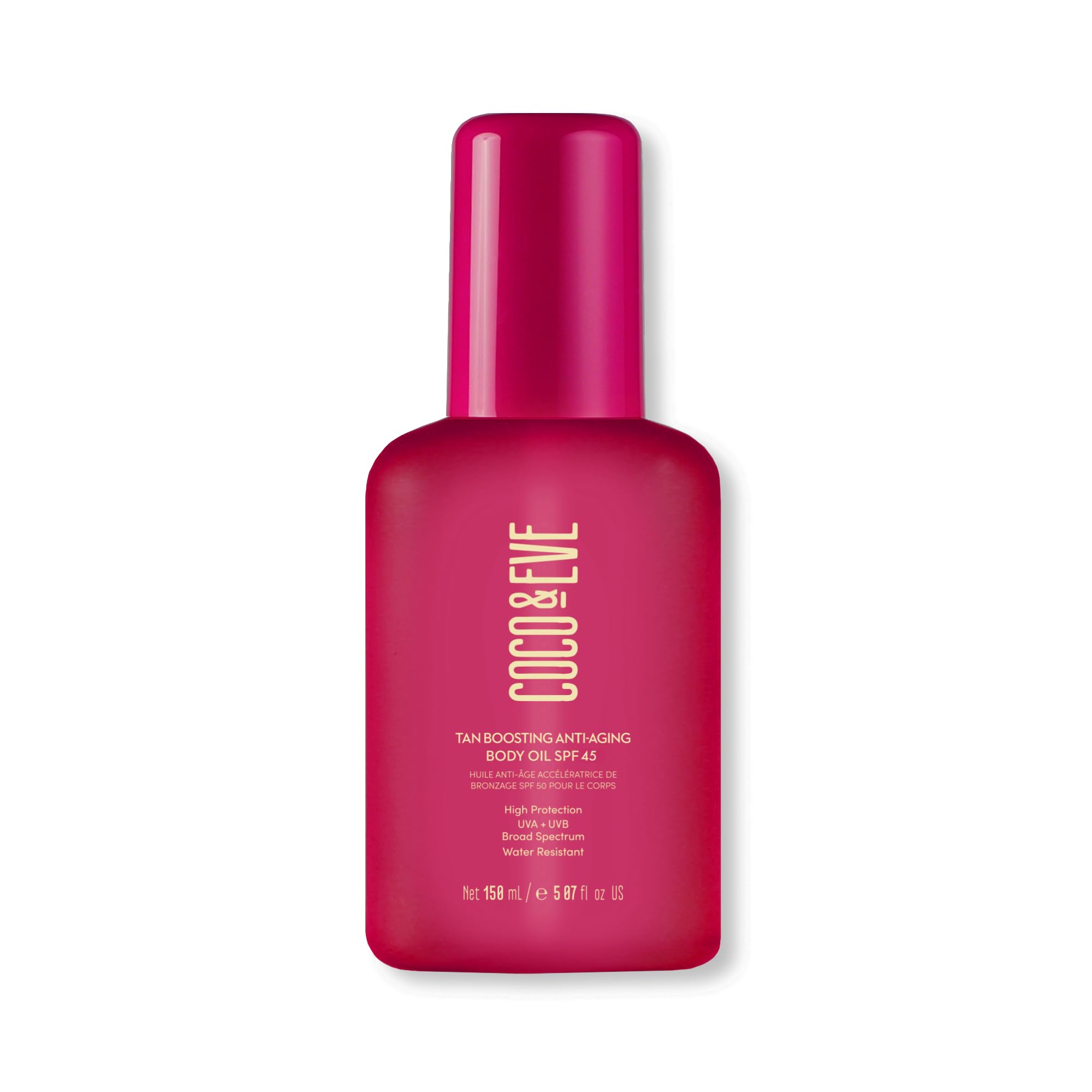 Coco and Eve Tan Boosting Oil bottle with pump for easy application