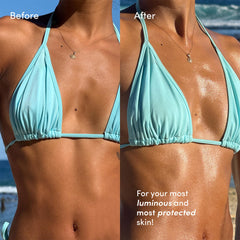 Coco and Eve Tan Boosting Oil on skin with SPF45 protection