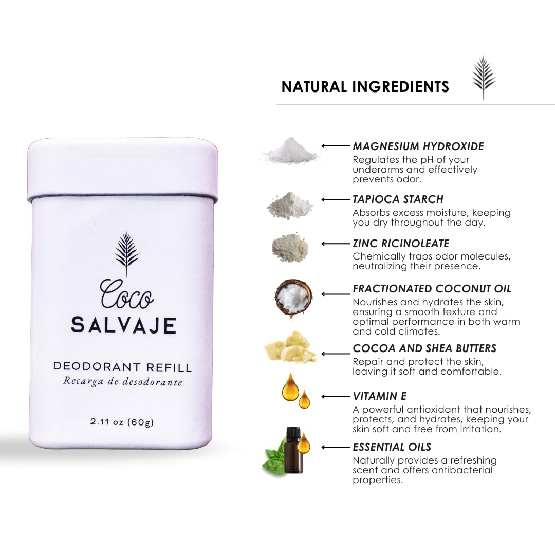 COCO SALVAJE tapioca starch and diatomaceous earth moisture absorption