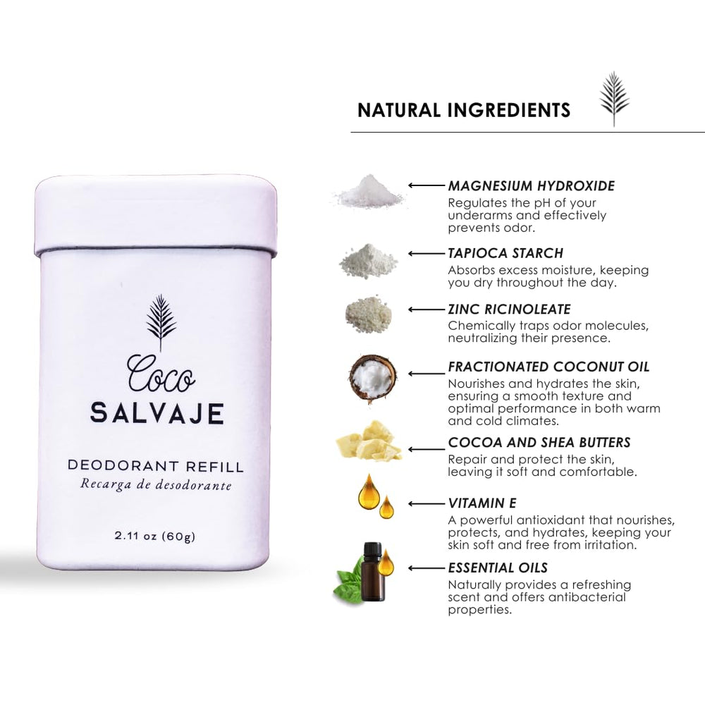 COCO SALVAJE tapioca starch and diatomaceous earth moisture absorption