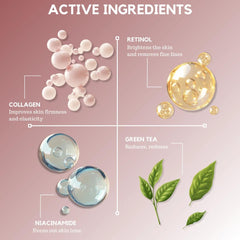 Cream spread on skin highlighting plumping hydration and a gentle lift.