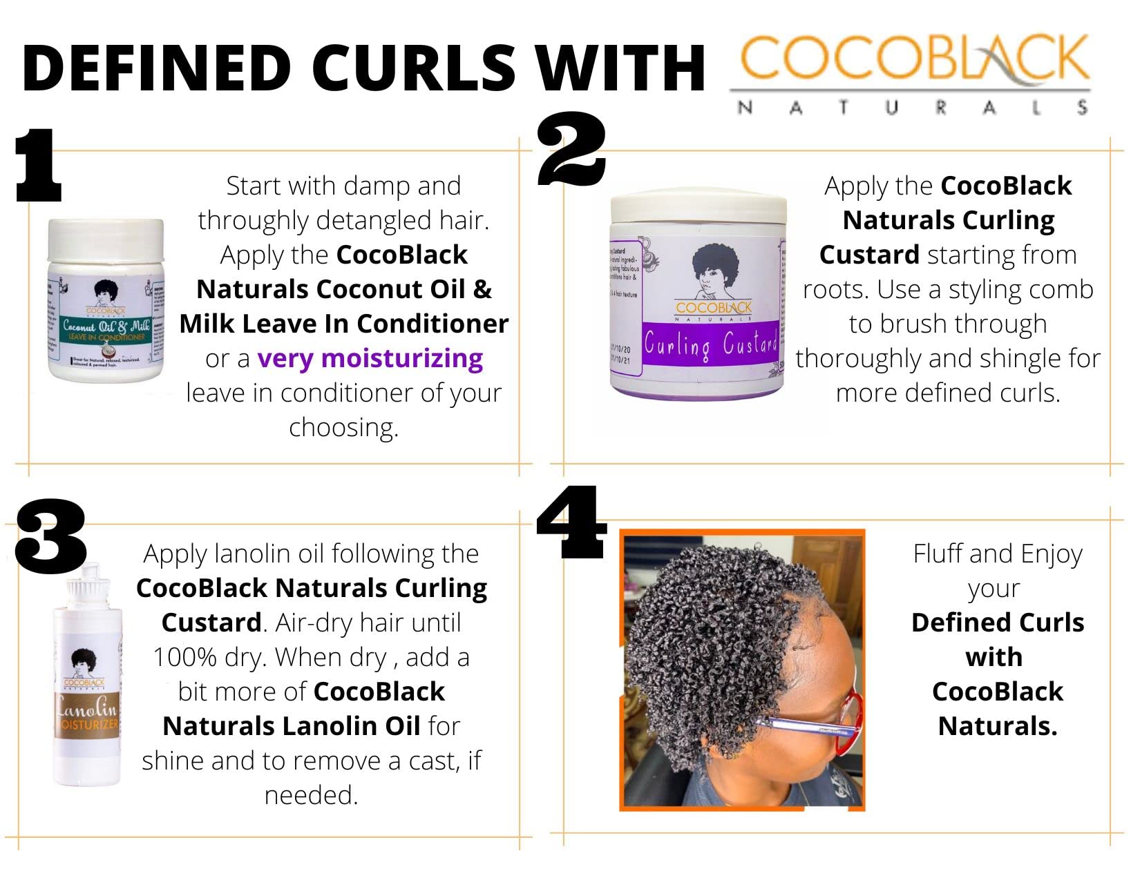 Dark purple-black color appears when wet; dries clear on hair