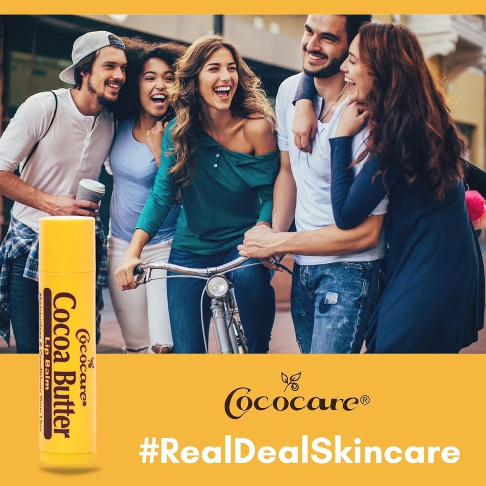 COCOCARE Cocoa Butter Lip Balm part of a daily lip-care routine.