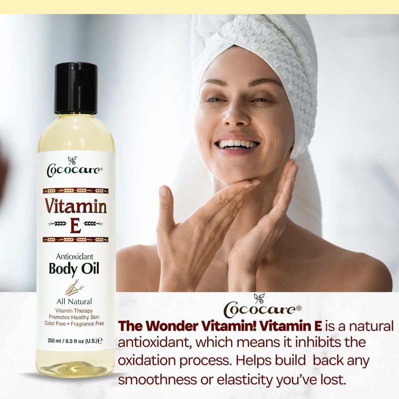 COCOCARE Vitamin E body oil bath additive with vitamin-rich feel enhances bath routine.