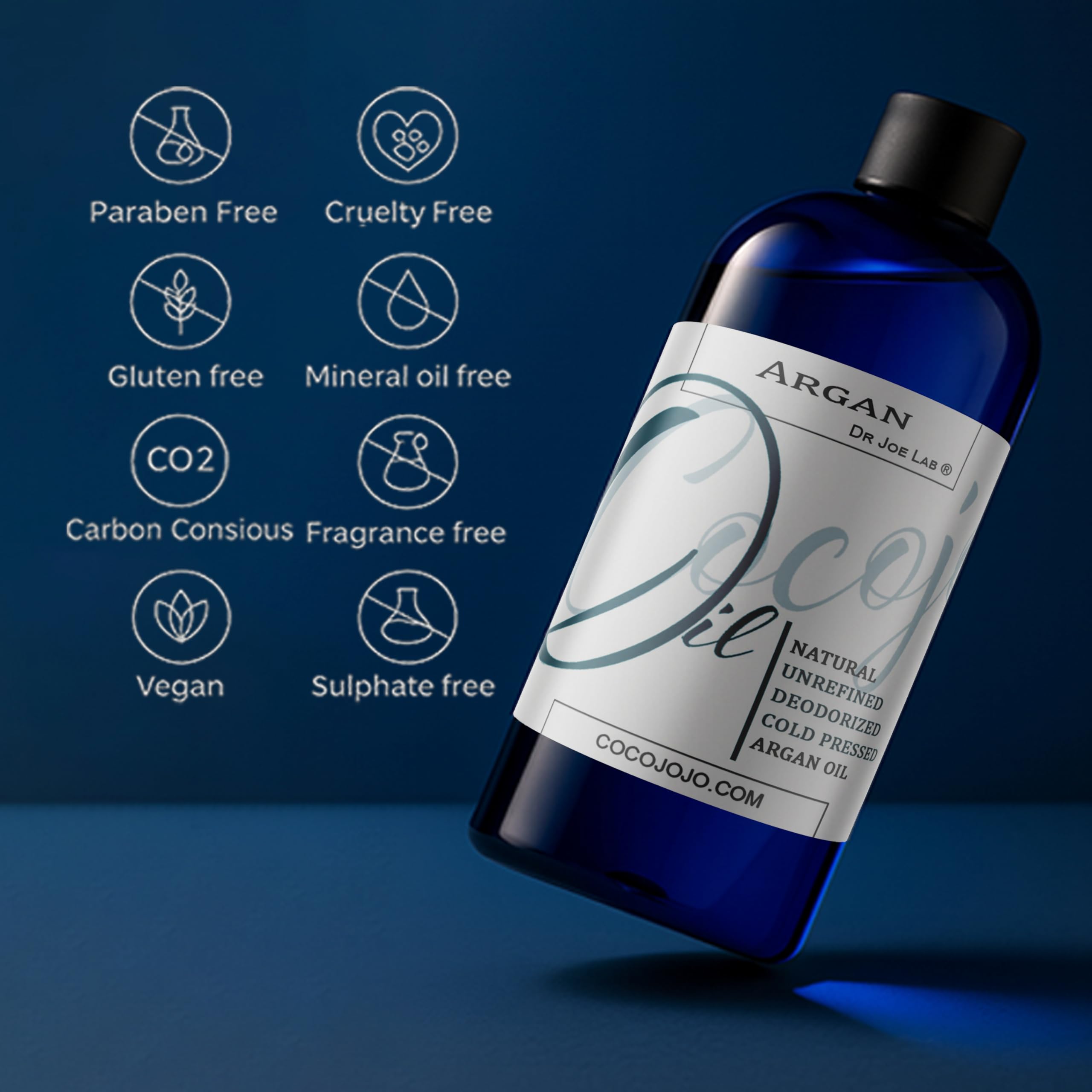 Cocojojo Argan Oil amber bottle preserves freshness.