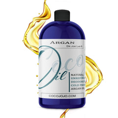 Cocojojo Argan Oil deodorized bottle for hair and skin hydration.