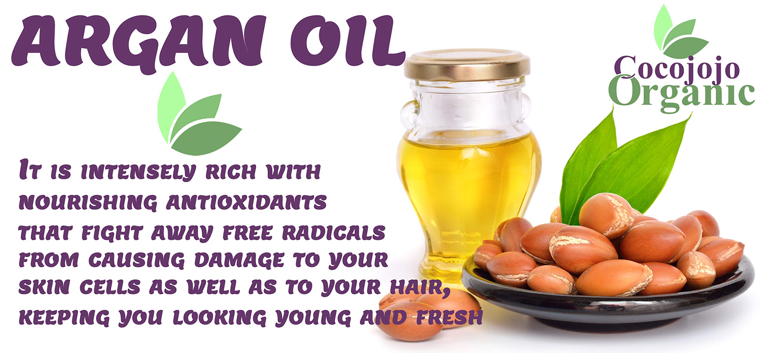 cocojojo Argan Oil hair care demonstrates deep conditioning, helping tame frizz and promote shine.
