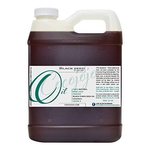 Cocojojo Black Seed Oil bottle pour showing versatile skin and hair nourishment.