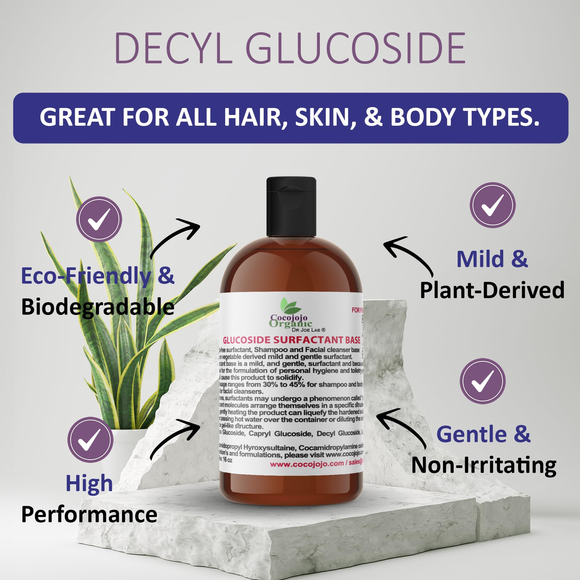Cocojojo Coco Glucoside label highlights fragrance-free formula for sensitive skin