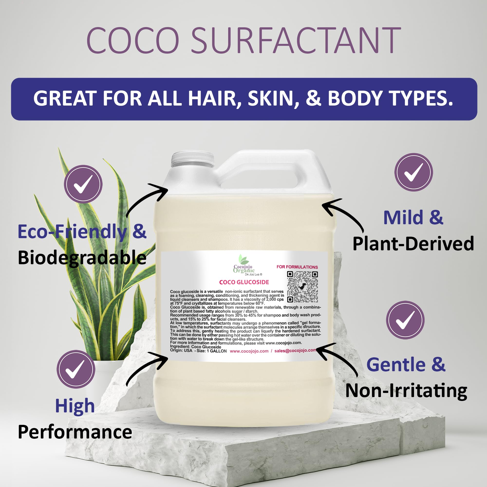 Cocojojo Coco Glucoside label close-up highlights fragrance-free formula.