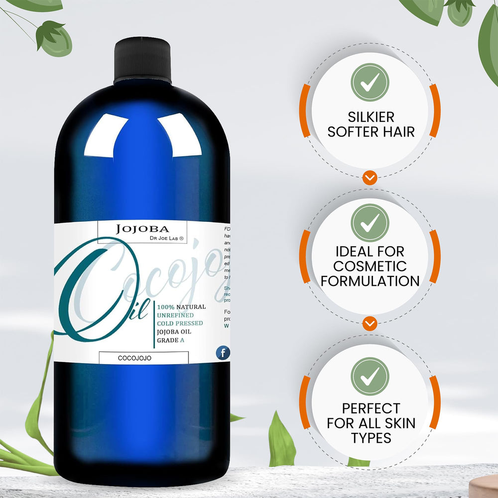 Cocojojo Jojoba Oil amber bottle preserves freshness and purity.
