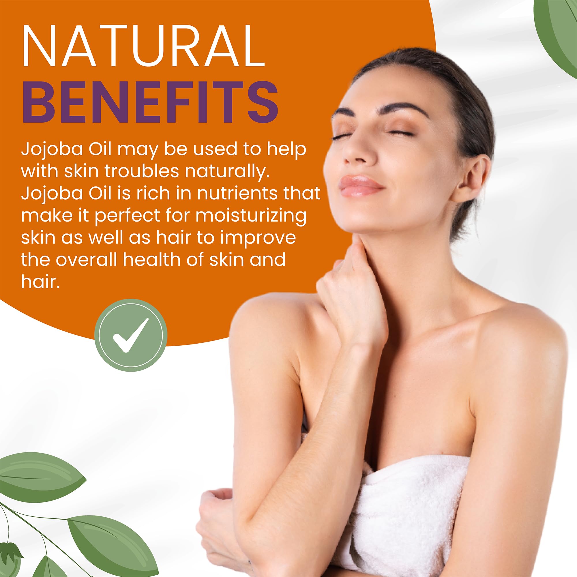 Cocojojo Jojoba Oil on face provides daily hydration and a healthy glow.