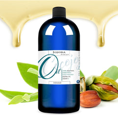 Cocojojo Jojoba Oil organic bottle nourishes skin and hair for daily use.