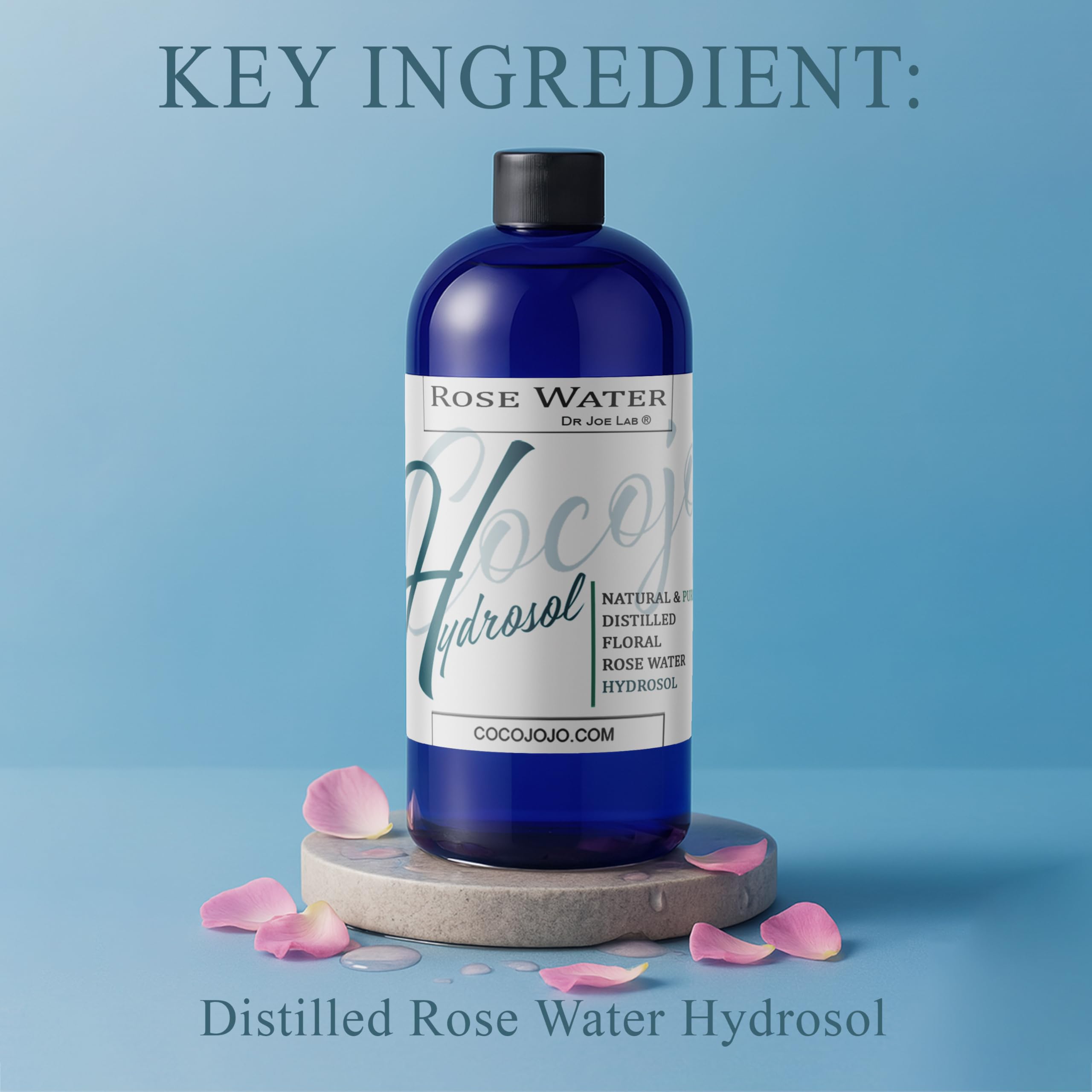 Cocojojo Rose Hydrosol mist being applied to clean skin for hydration.