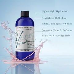 Cocojojo rose hydrosol spray nozzle releasing a fine mist for quick hydration.