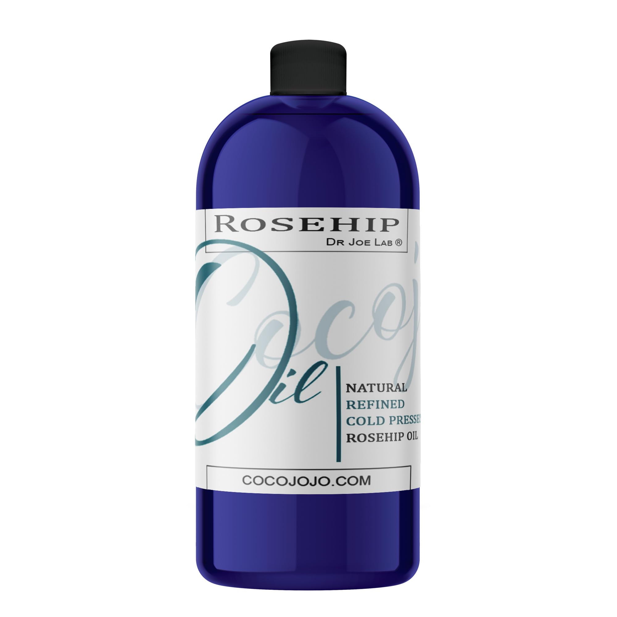 cocojojo Rosehip Oil bottle close-up for facial hydration.