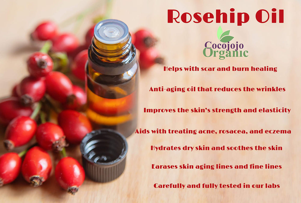 Cocojojo Rosehip Oil applied on skin shows quick absorption and hydration.