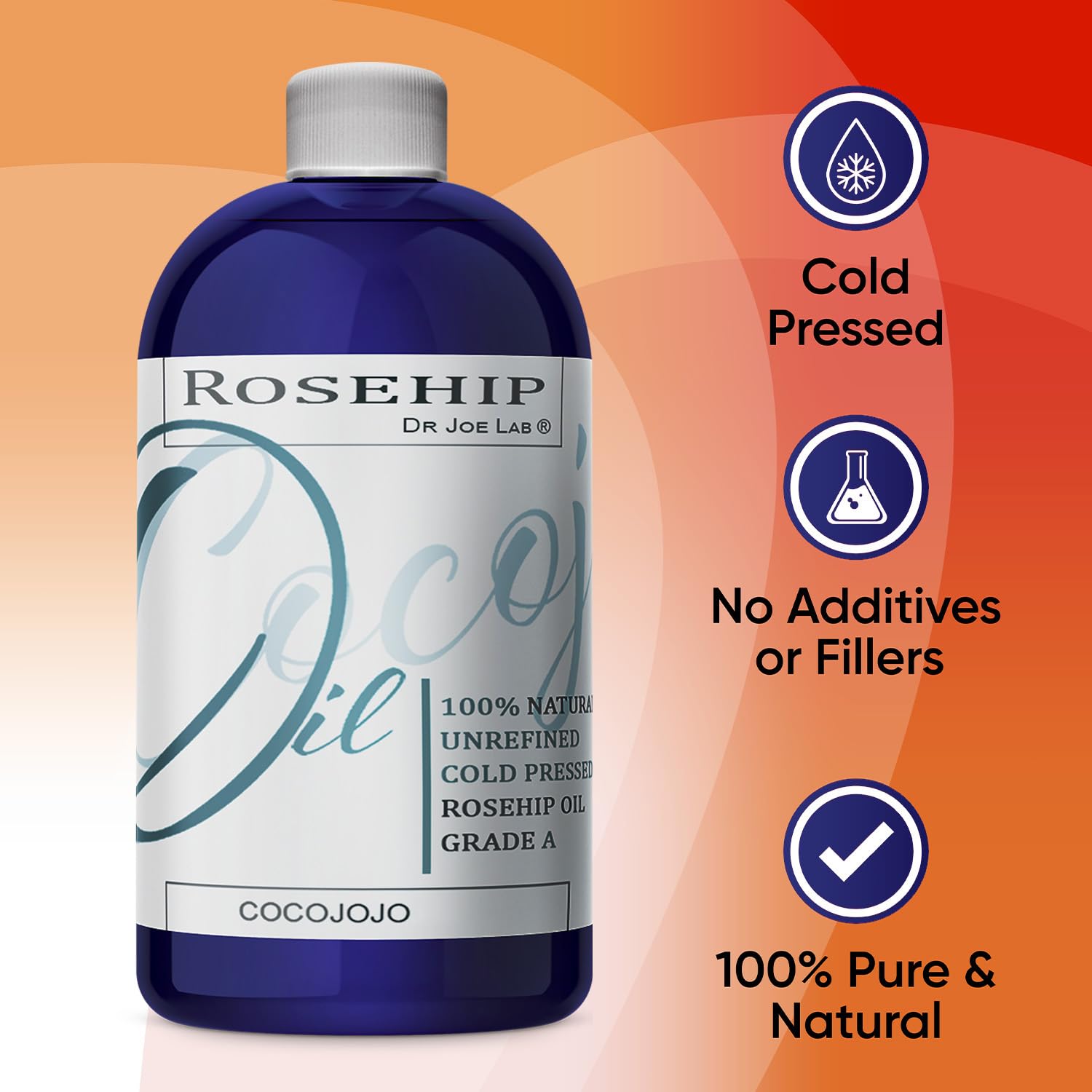 cocojojo Rosehip Oil on skin for moisture and radiance.
