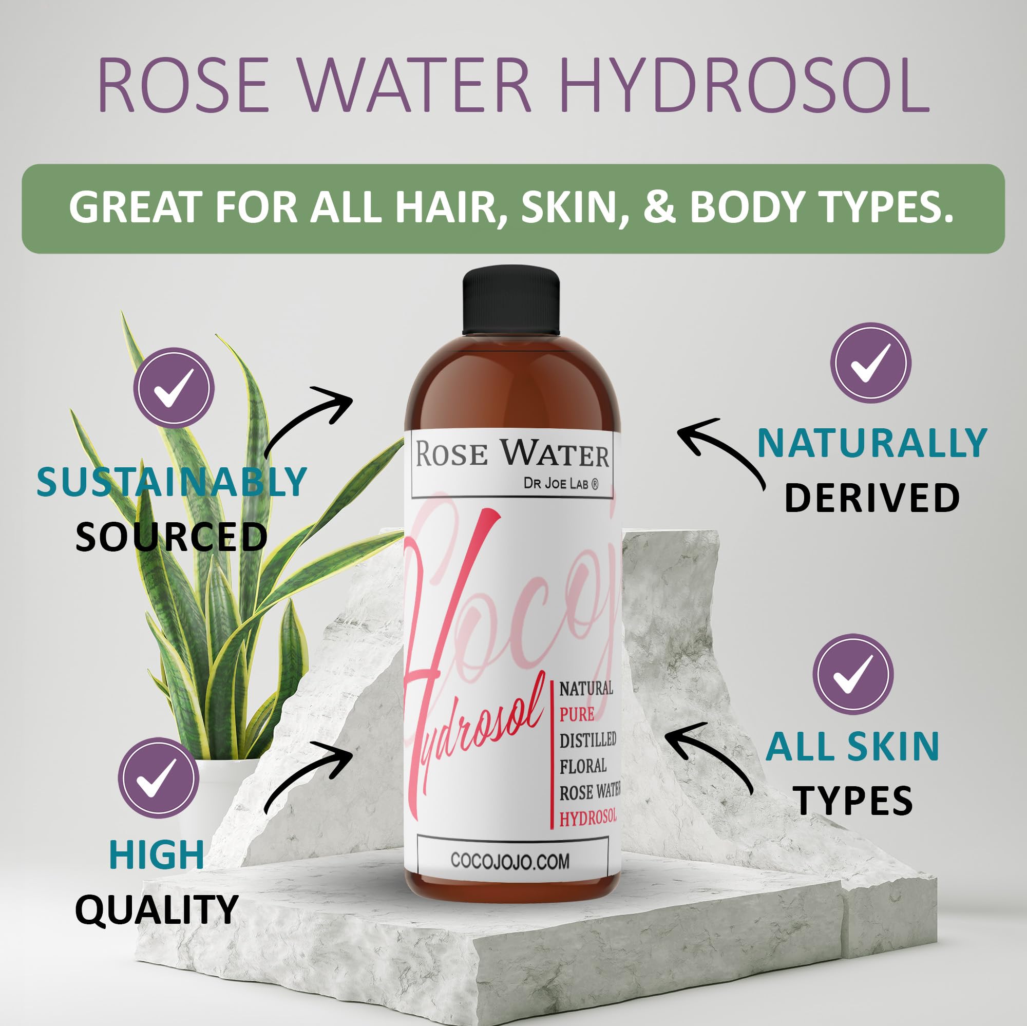 Cocojojo Bulgarian rosewater spray refreshing the face