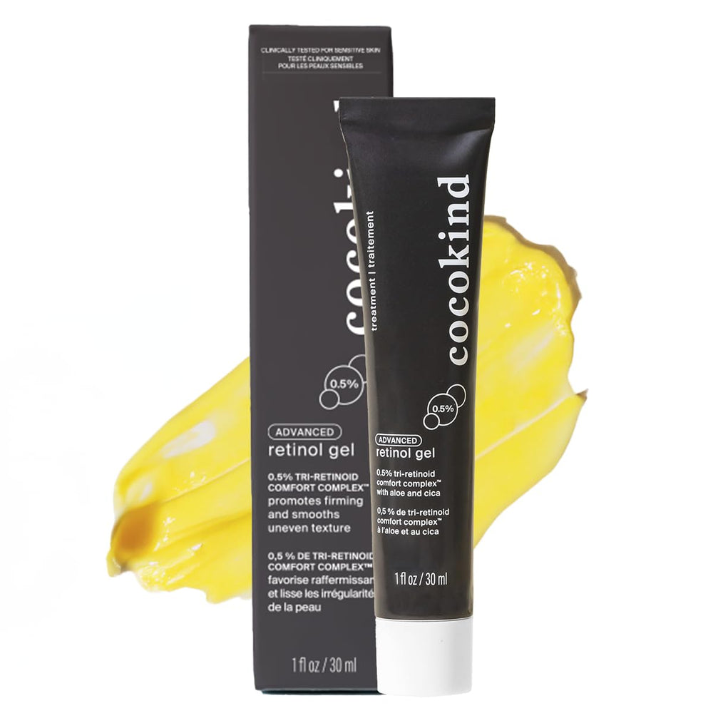 Cocokind Advanced Retinol Gel 0.5% bottle shot highlights smoothing formula