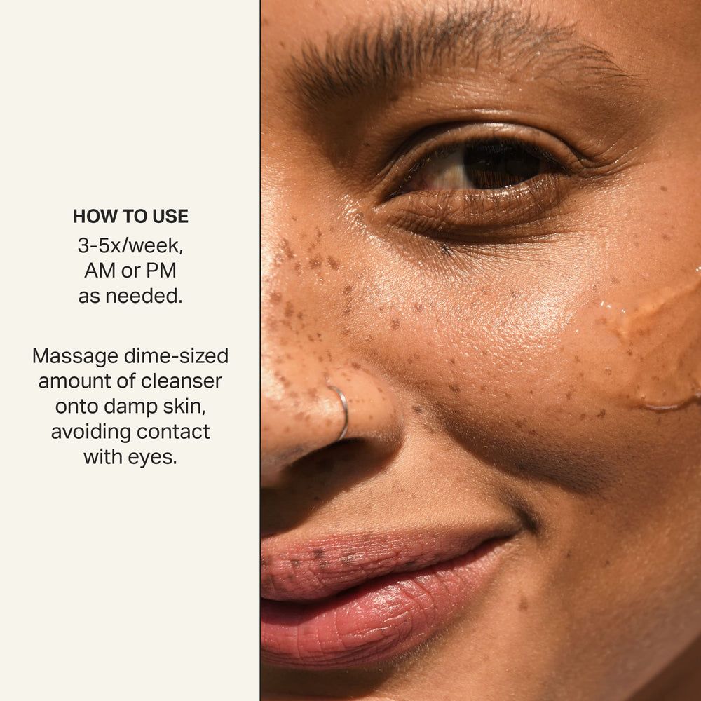 Close-up texture of the jelly cleanser showing mild exfoliation action