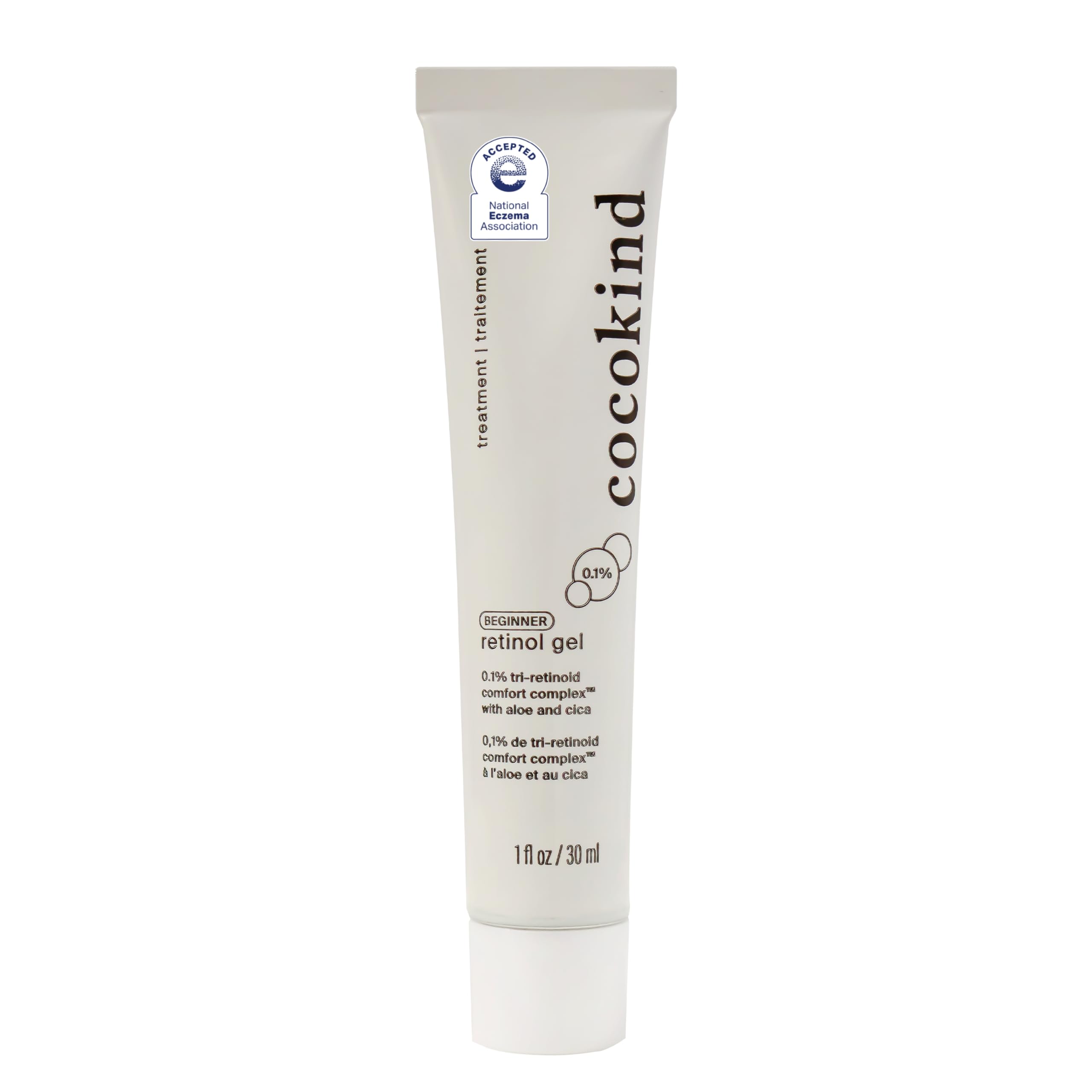 Cocokind Beginner Retinol Gel bottle showing gentle retinol for sensitive skin.