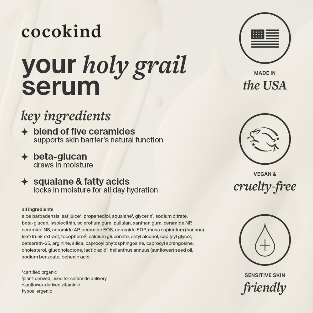 Cocokind Ceramide Barrier Serum fragrance-free formula ideal for sensitive skin.