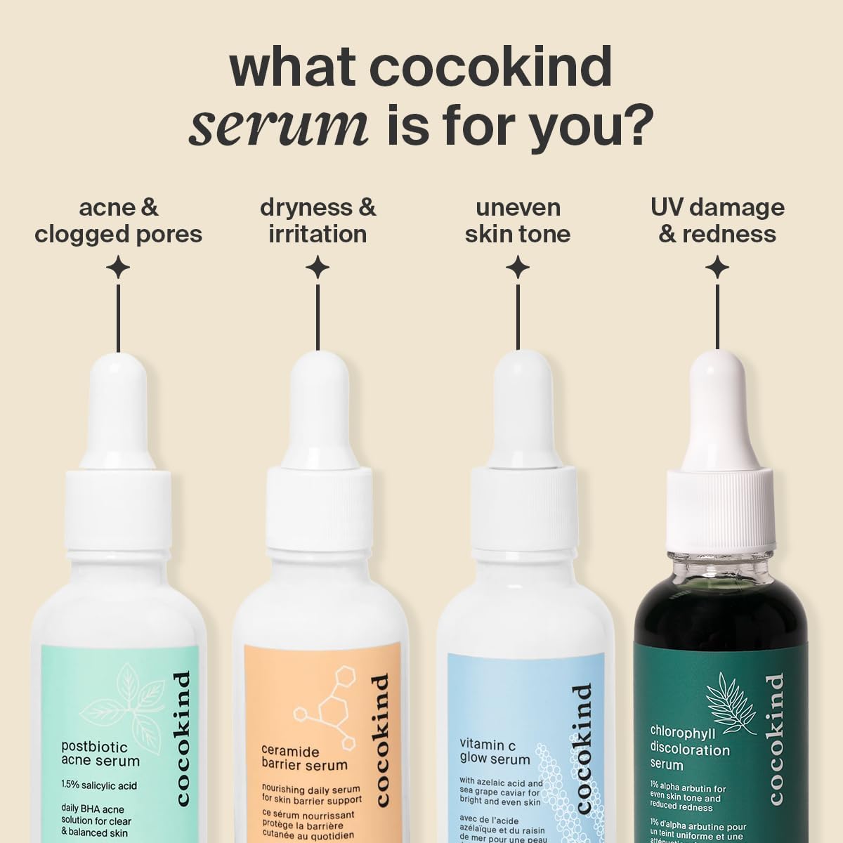 Vegan and cruelty-free Cocokind label emphasizes ethical skincare.