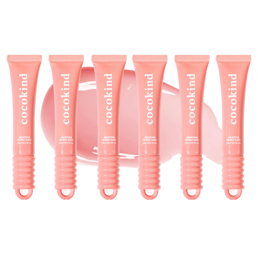 Cocokind Ceramide Lip Blur Balm in coral pink delivering hydrated, glossy lips