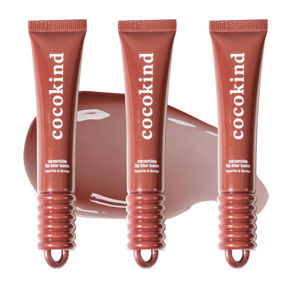 Cocokind Ceramide Lip Blur Balm packaging and 3-pack display for easy gifting.