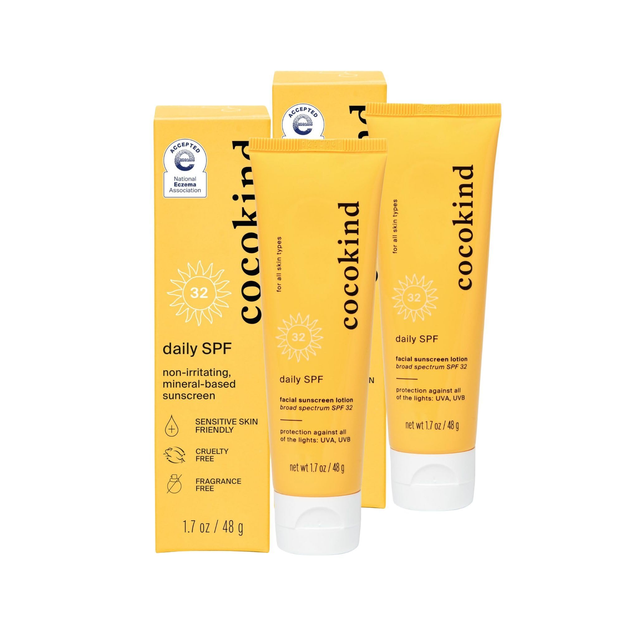 Cocokind Daily SPF 32 bottle, reef-safe and fragrance-free for all skin types