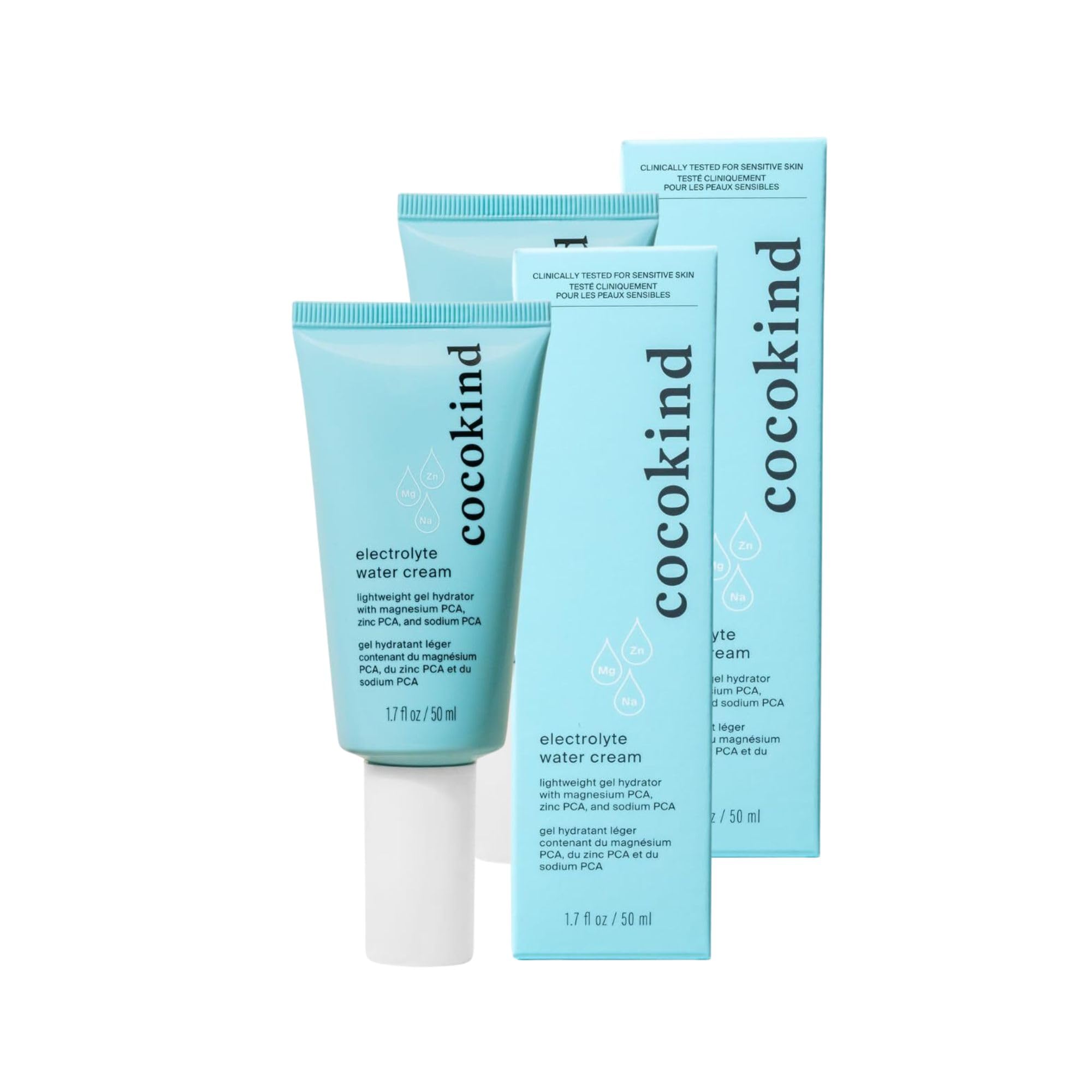 Cocokind Electrolyte Water Cream bottle with pump shows lightweight hydration.